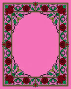 Rich Red Rose Garden Frame Rug