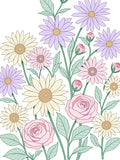 Pastel Floral Garden Daisy Rose Rug