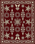 Crimson Cream Ornamental Floral Swirl Rug