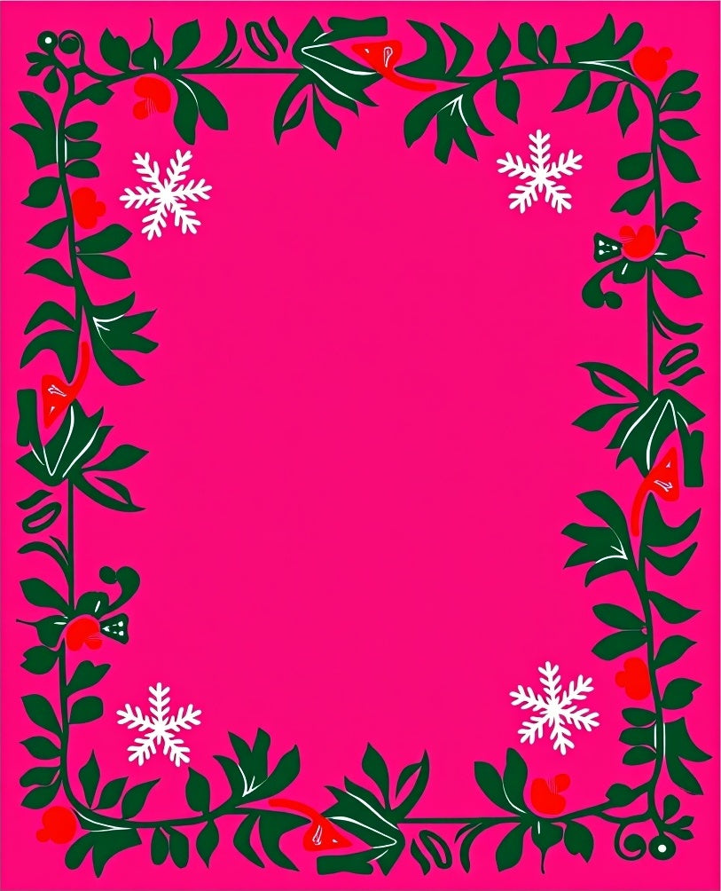 Magenta Floral Vine Snowflake Rug