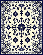 Navajo Blue Floral Traditional Rug