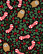 Cute Sloth Candy Cane Holly Holiday Rug
