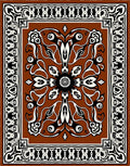 Rich Brown Floral Scroll Medallion Rug