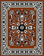 Rich Brown Floral Scroll Medallion Rug