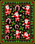 Merry Santa Claus Holly Candy Cane Collage Rug