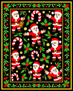 Merry Santa Claus Holly Candy Cane Collage Rug