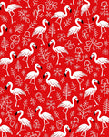 Whimsical Flamingo Branches Red Background Rug