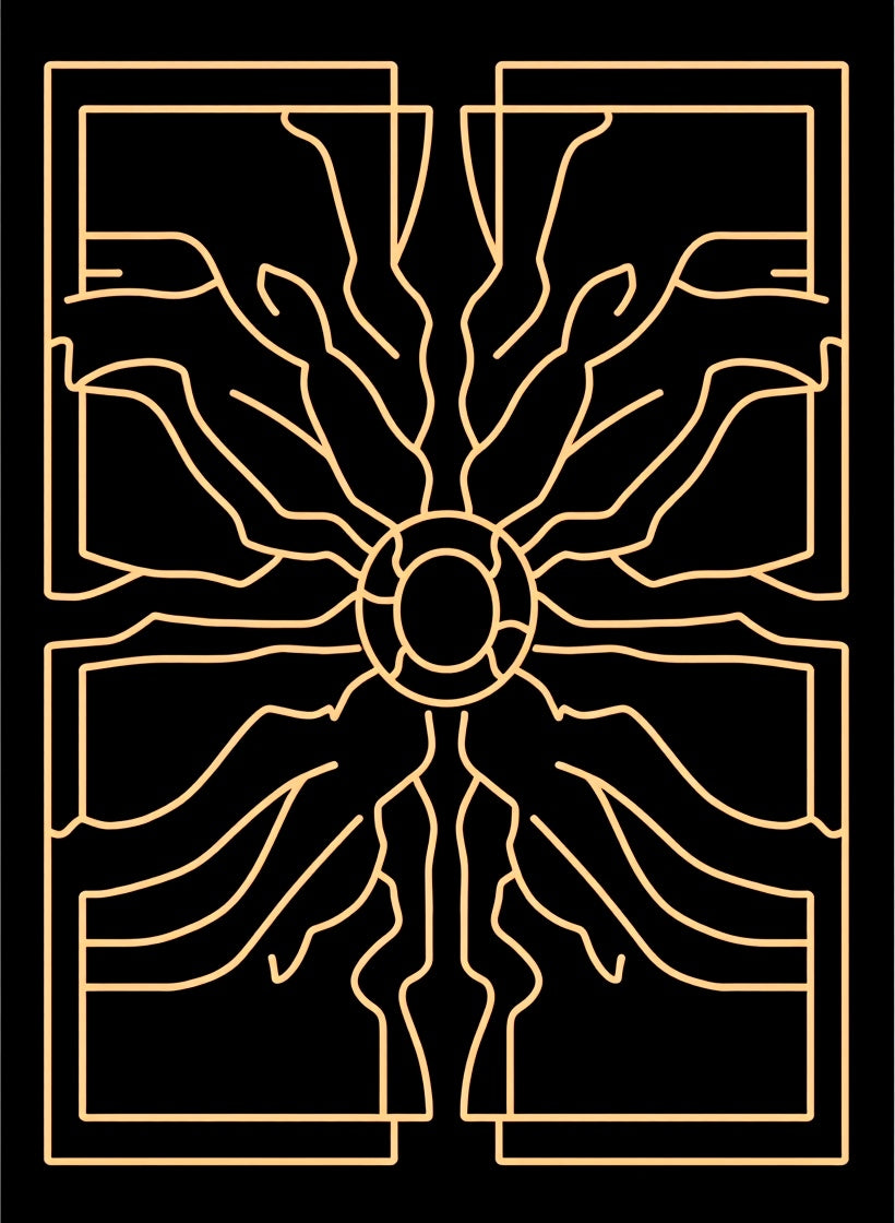 Golden Sunburst Geometric Lines Rug