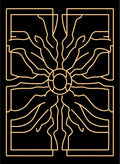 Golden Sunburst Geometric Lines Rug