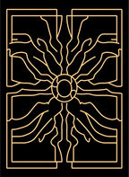 Golden Sunburst Geometric Lines Rug
