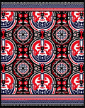 Bold Red Blue Black Circular Collage Rug