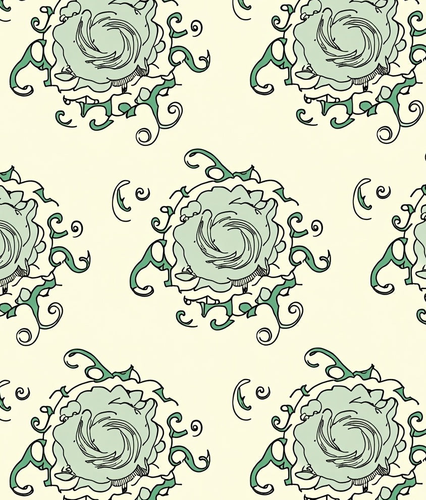 Pale Mint Swirl Floral Swirls Rug