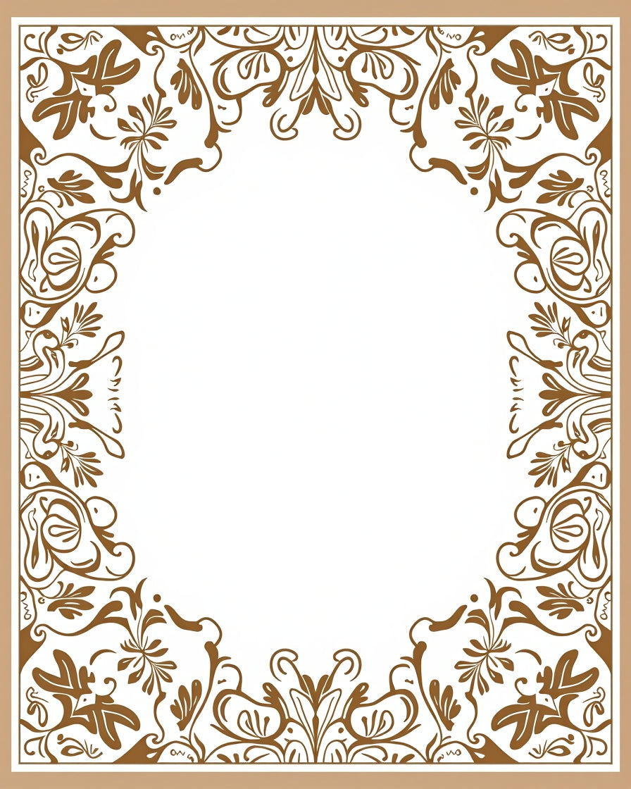 Vintage Sepia Floral Scrollwork Arrangement Rug