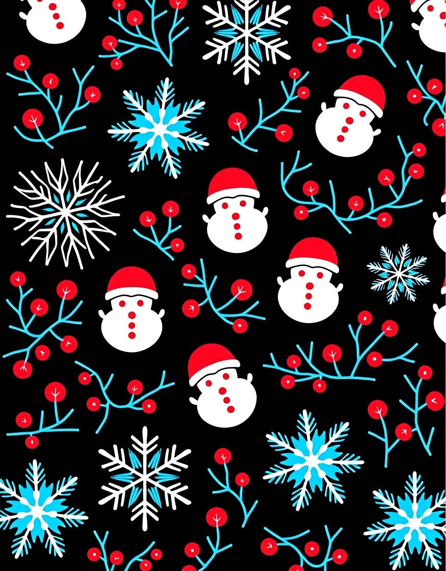 Happy Snowman Red Berry Snowflake Rug