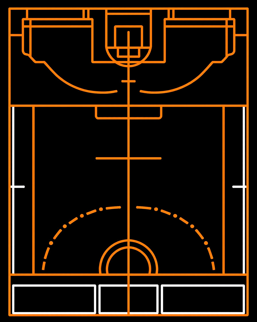 Orange and White Court Lines Rug