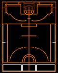 Orange and White Court Lines Rug
