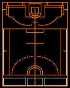 Orange and White Court Lines Rug