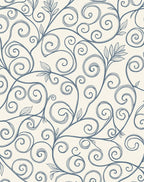 Vintage Blue Swirl Vine Garden Rug