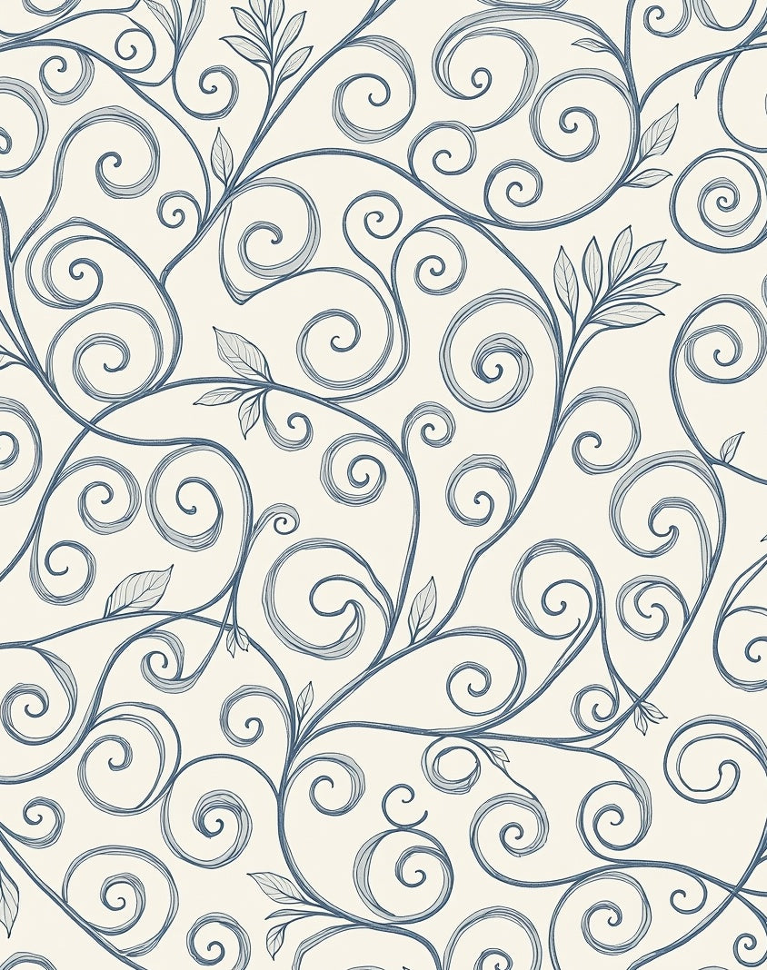 Vintage Blue Swirl Vine Garden Rug