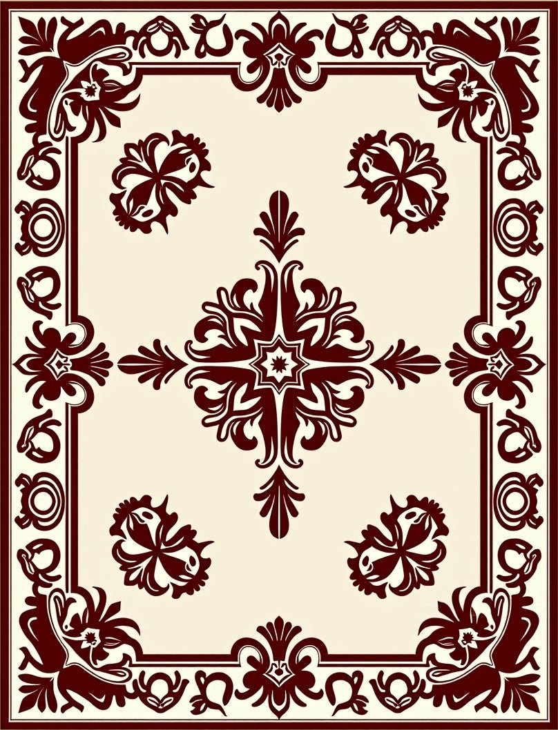 Classic Floral Medallion Burgundy Rug