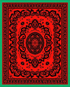 Bold Black Ivory Medallion Square Rug
