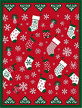 Red Snow Stockings Pineapple Border Rug