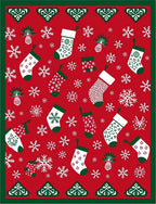Red Snow Stockings Pineapple Border Rug