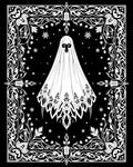 Spooky Ghost Black White Floral Frame Rug