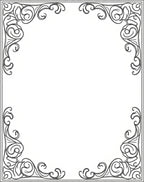 Ornate Dark Gray Scrollwork Border Rug