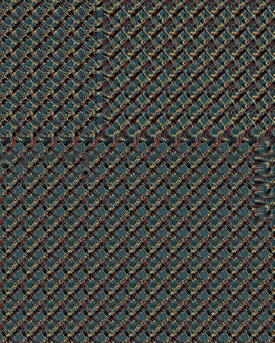 Deep Teal Gold Interlocking Diamond Rug