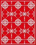 Crimson Ornamental Tile Mandala Rug