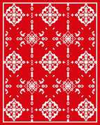 Crimson Ornamental Tile Mandala Rug