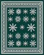 Deep Green Snowflake Border Rug