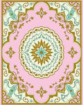 Pink Geometric Floral Medallion Rug