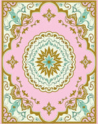 Pink Geometric Floral Medallion Rug