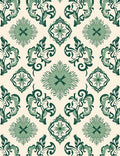 Green Floral Scroll Medallion Rug