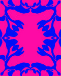 Bold Blue Curving Floral Pink Rug