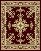 Burgundy Floral Medallion Border Rug