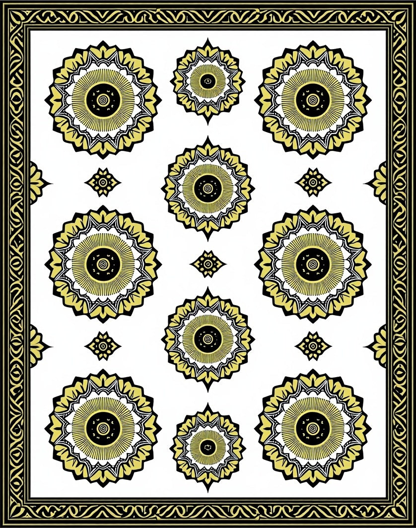 Golden Yellow Sunburst Medallion Rug