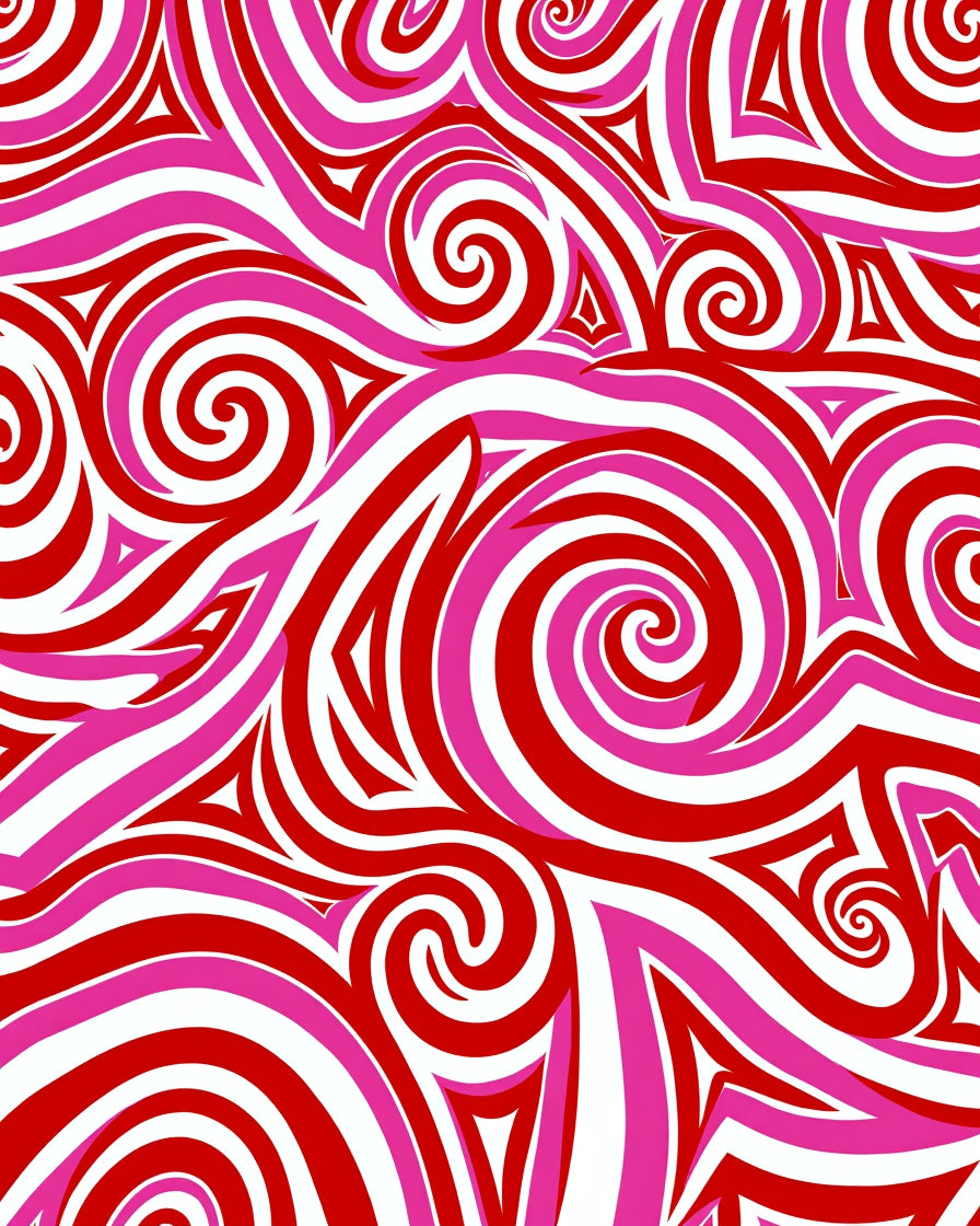 Crimson Pink Swirl Organic Forms Rug