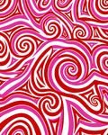 Crimson Pink Swirl Organic Forms Rug