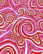Crimson Pink Swirl Organic Forms Rug
