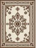 Brown Floral Medallion Cream Border Rug