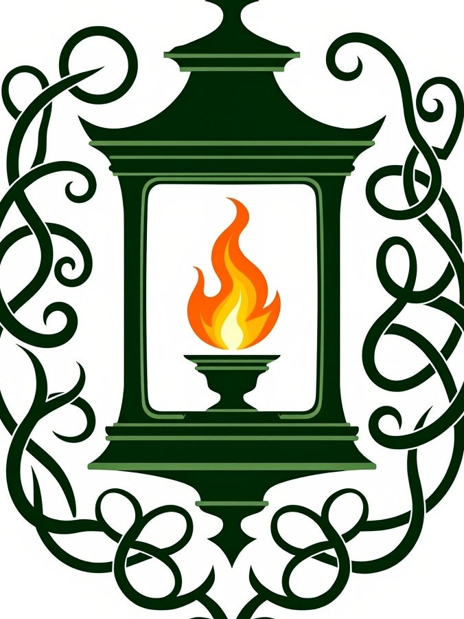 Art Nouveau Green Lantern Flame Rug