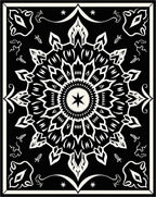 Black White Floral Mandala medallion Rug