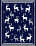 Winter White Reindeer Snowflakes Navy Rug