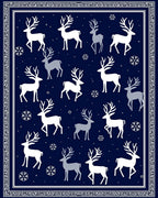 Winter White Reindeer Snowflakes Navy Rug