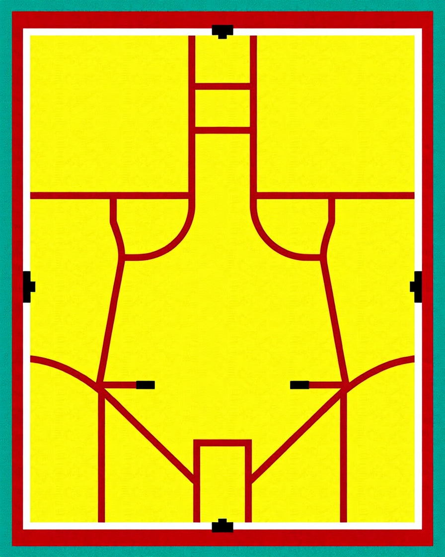 Bold Red Geometric Abstract Yellow Rug