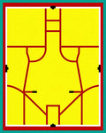 Bold Red Geometric Abstract Yellow Rug