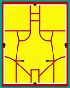 Bold Red Geometric Abstract Yellow Rug
